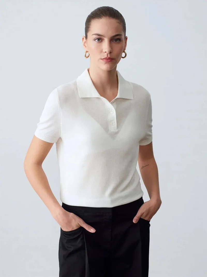 ديلفين Dilvin Women's Polo Collar Button Blouse