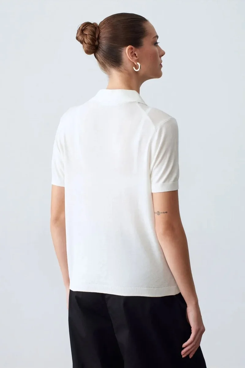 Dilvin White DILVIN Women's Polo Collar Button Blouse for Women | Best Price UAE