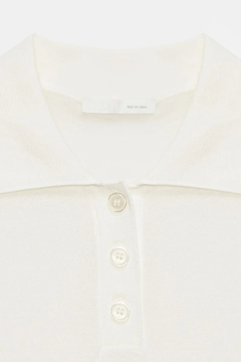 Dilvin White DILVIN Women's Polo Collar Button Blouse for Women | Best Price UAE