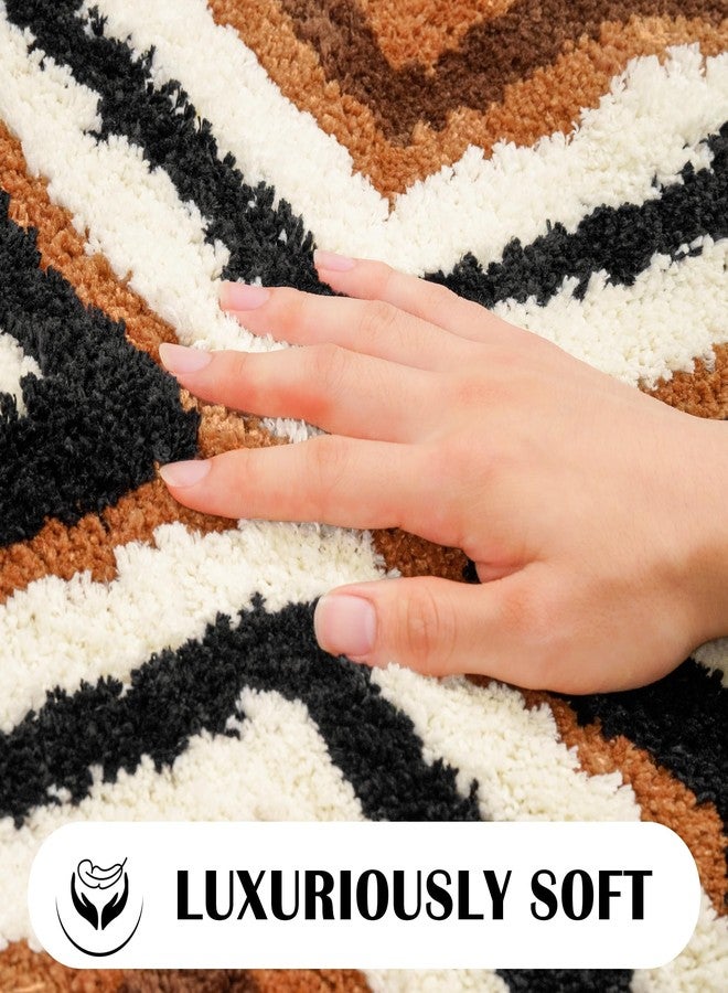 Tyrot Black Boho Long Bathroom Rugs Runner Non Slip Washable Western Aztec Bath Mats Rugs for Bathroom Hallway Plush Soft Absorbent Farmhouse Carpet for Shower, Kitchen, 24x60 inch, Brown - Image 4