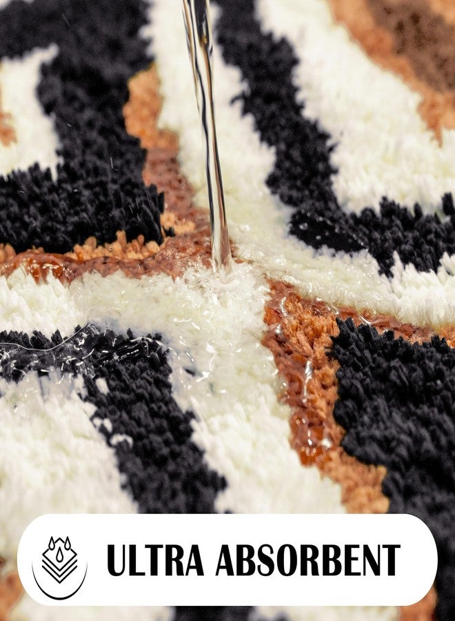 Tyrot Black Boho Long Bathroom Rugs Runner Non Slip Washable Western Aztec Bath Mats Rugs for Bathroom Hallway Plush Soft Absorbent Farmhouse Carpet for Shower, Kitchen, 24x60 inch, Brown - Image 3