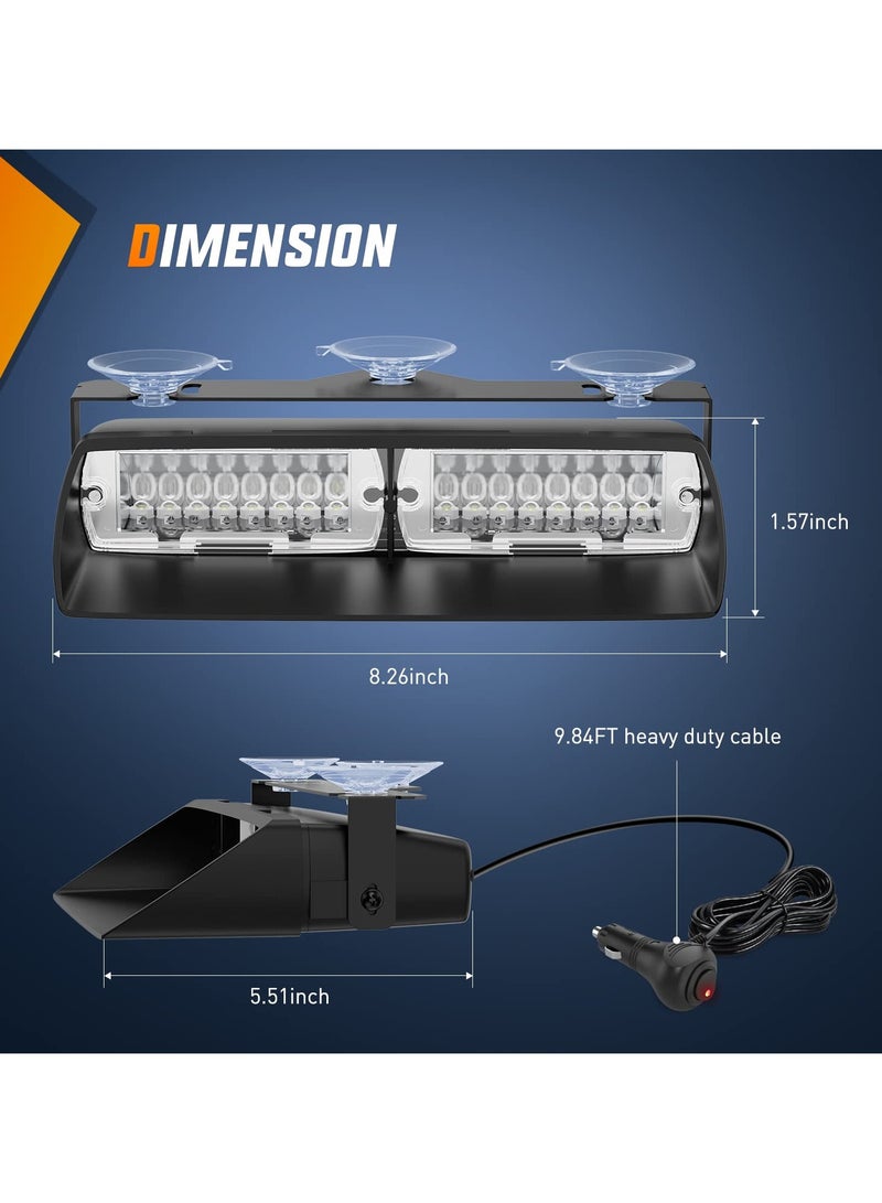 Super Bright Emergency Strobe Lights with 18 Flash Modes for Vehicles, Trucks, Police and Firefighters, Hazard Warning Safety Lights with Suction Cups, Red and White LED - Image 2