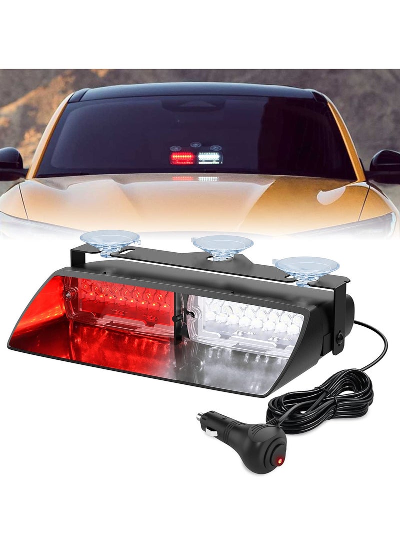 Super Bright Emergency Strobe Lights with 18 Flash Modes for Vehicles, Trucks, Police and Firefighters, Hazard Warning Safety Lights with Suction Cups, Red and White LED - Image 1