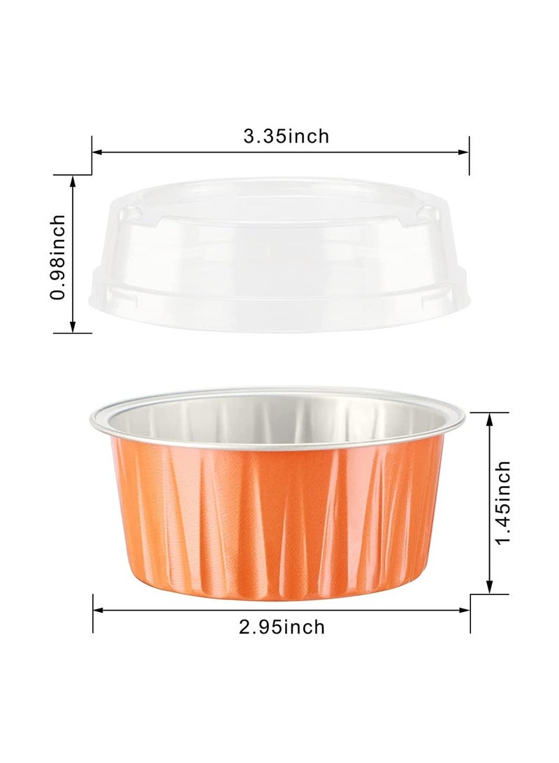 SYOSI Cheesecake Container 50 Pcs 5 Oz Aluminum Foil Baking Cups Muffin Liners Disposable Ramekins Dessert Containers Cupcake with Lids Holders - Image 4