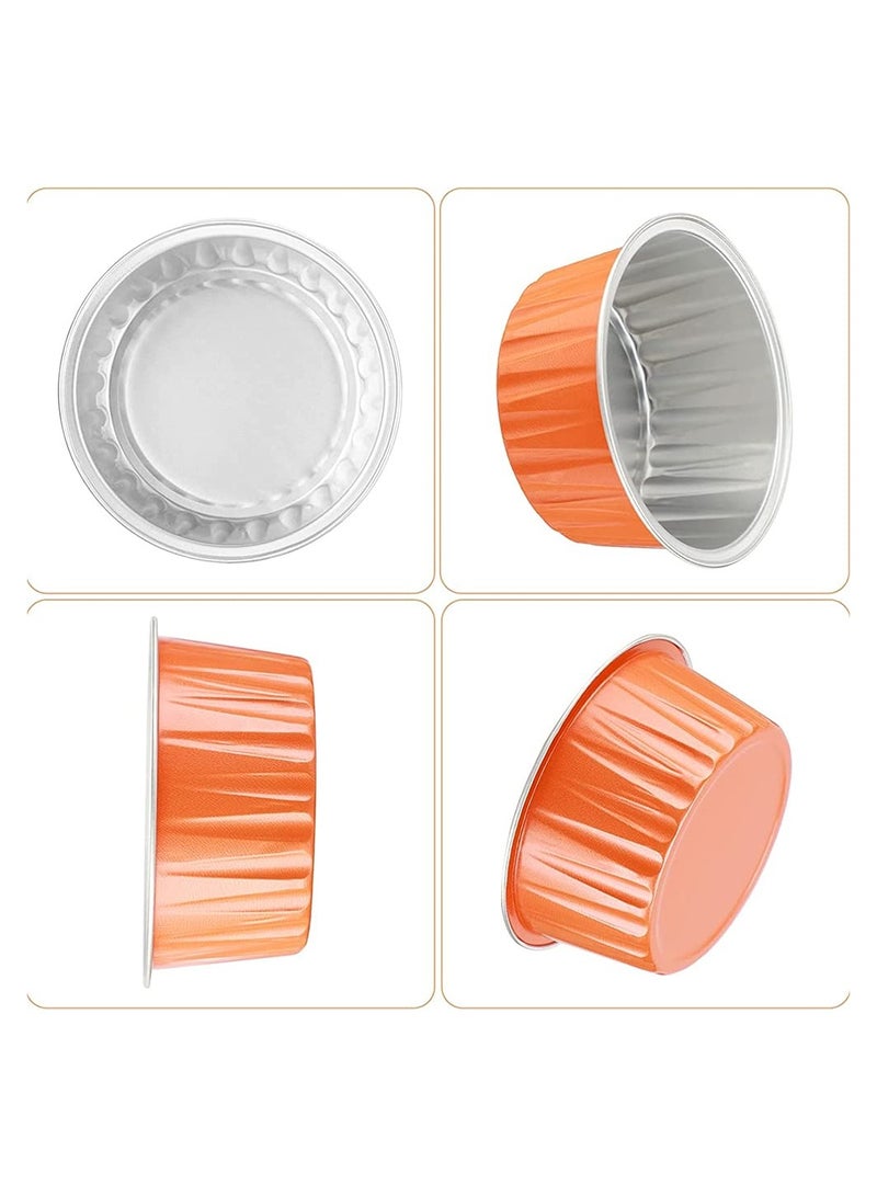 SYOSI Cheesecake Container 50 Pcs 5 Oz Aluminum Foil Baking Cups Muffin Liners Disposable Ramekins Dessert Containers Cupcake with Lids Holders - Image 5