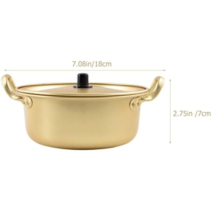 Bestonzon Korean Ramen Soup Cooking Pot 1 Set Fast Heating Instant Noodle With Lid Spoon And Chopsticks Aluminum Stockpot Shabu Shabu Hot Pot Kitchen Cookware 18X16X7Cm - Image 3