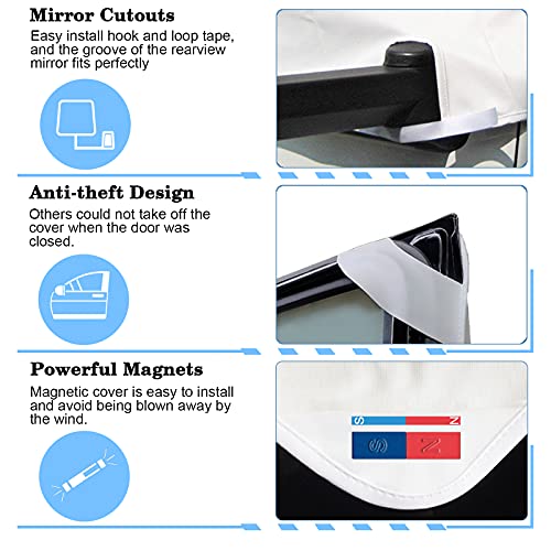 Mofeez RV Windshield Cover Compatible with Class C Ford 1997-2025, UV Block Offer Complete Privacy with Light Preserves Interior (White Color with Mirror Cutouts) - Image 4
