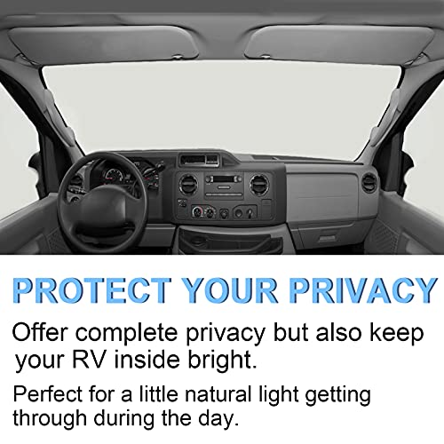 Mofeez RV Windshield Cover Compatible with Class C Ford 1997-2025, UV Block Offer Complete Privacy with Light Preserves Interior (White Color with Mirror Cutouts) - Image 5