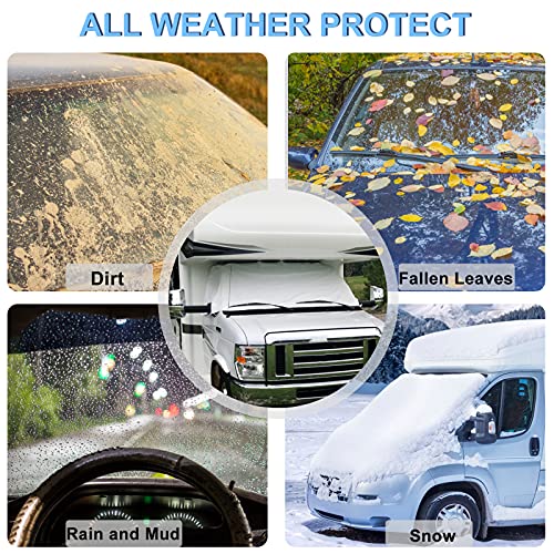 Mofeez RV Windshield Cover Compatible with Class C Ford 1997-2025, UV Block Offer Complete Privacy with Light Preserves Interior (White Color with Mirror Cutouts) - Image 3