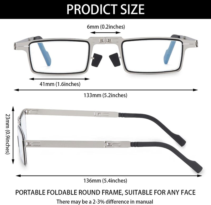 NAIDEV Ultra Light Titanium Material Screwless Foldable Reading Glasses, Titanium Reading Glasses, Anti Blue Ray Not Easy To Get Tired (+2) - Image 5