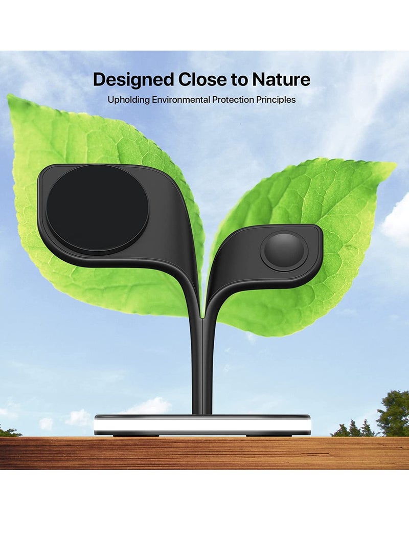 general 5 in 1 Magnetic Wireless Charger 15W Fast Charging Station Phone Holder For Magsafe iPhone 16 15 14 13 12 Pro Max for Apple Watch Airpods Compatible Multiple Device Charger Night Table lamp Stand (B - Image 5