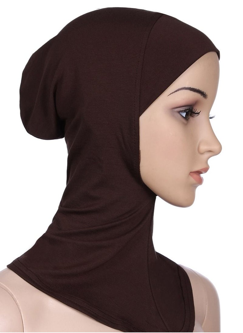 Loquat - Women's Stretch Long Scarf Solid Color Hijab Inner Cap Coffee - Image 1