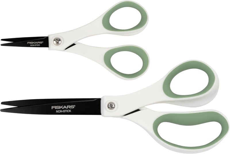 Fiskars Everyday Fashion Scissors NonStick Stainless Steal Blades Forest Fern 2Pack 8 Inches and 5 Inches - Image 1