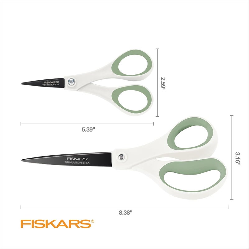 Fiskars Everyday Fashion Scissors NonStick Stainless Steal Blades Forest Fern 2Pack 8 Inches and 5 Inches - Image 2