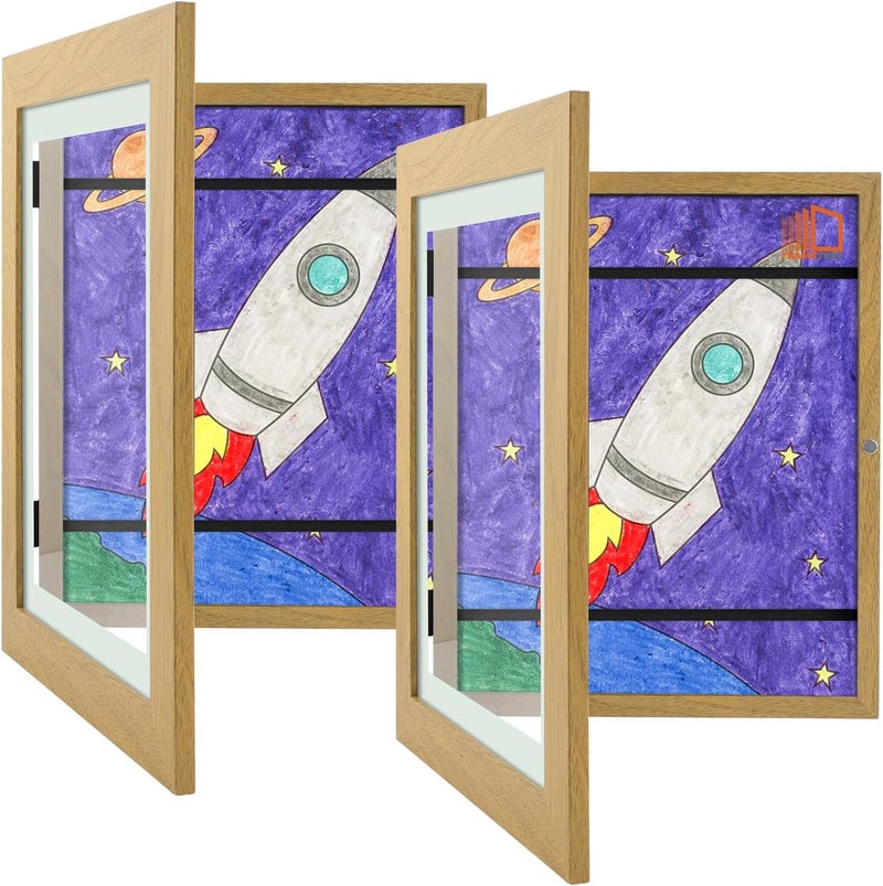 [2-Pack] Kids Art Frames, 8.5x11 Front Opening Kids Artwork Frames Changeable, White Artwork Display Storage Frame for Wall, Holds 50 Pcs, for 3D Picture, Crafts, Children Drawing - Image 1