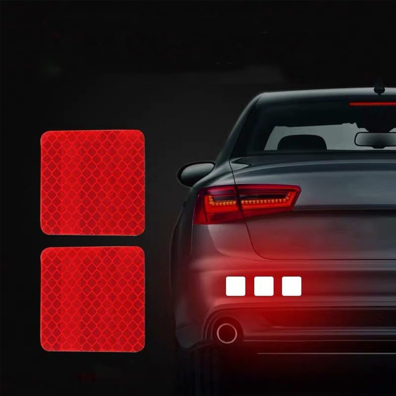 Buylogy® (Red) 10Pcs Square Car Truck Bumper Safety Reflective Warning Strip Night Driving Riding Safety Stickers Motorcycle Bicycles Safety Sticker - Image 1