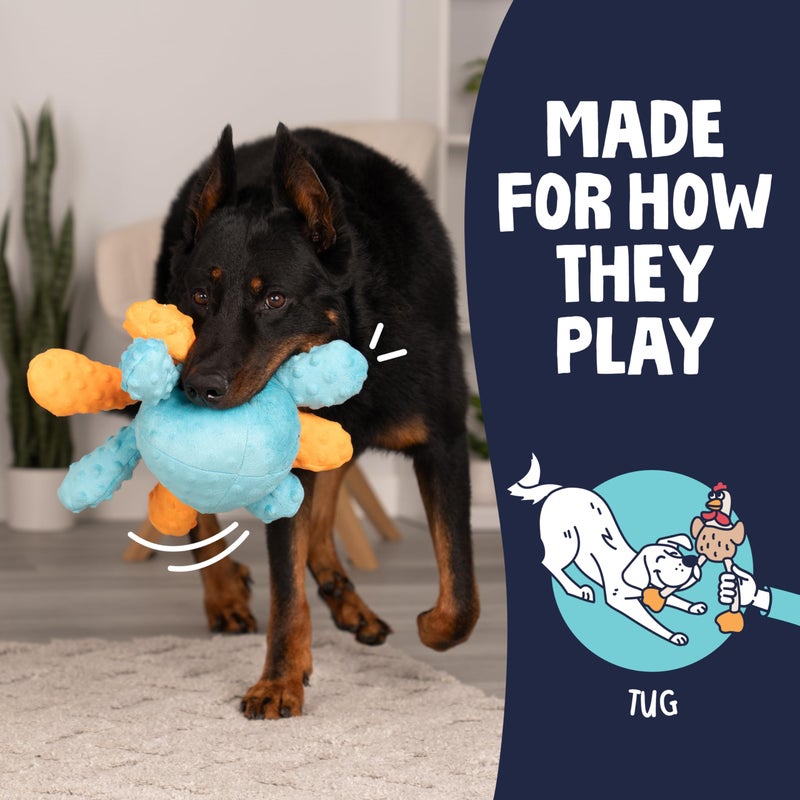 goDog لعبة الكلب القابلة للسحب على شكل أخطبوط من goDog Crazy Tugs مع تقنية حماية المضغ، قماش متين وصافرة للعب النشيط، متعددة الألوان، كبيرة - Image 5