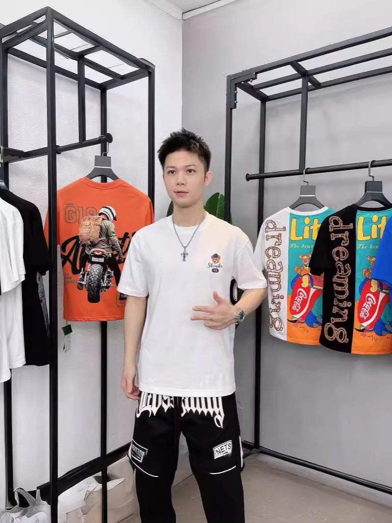 2024 Chinese Style Summer Pure Cotton Short-Sleeved T-Shirt Men'S Instagram Popular Brand Half-Sleeved Printed Men'S T-Shirt Base Shirt Top - Image 2