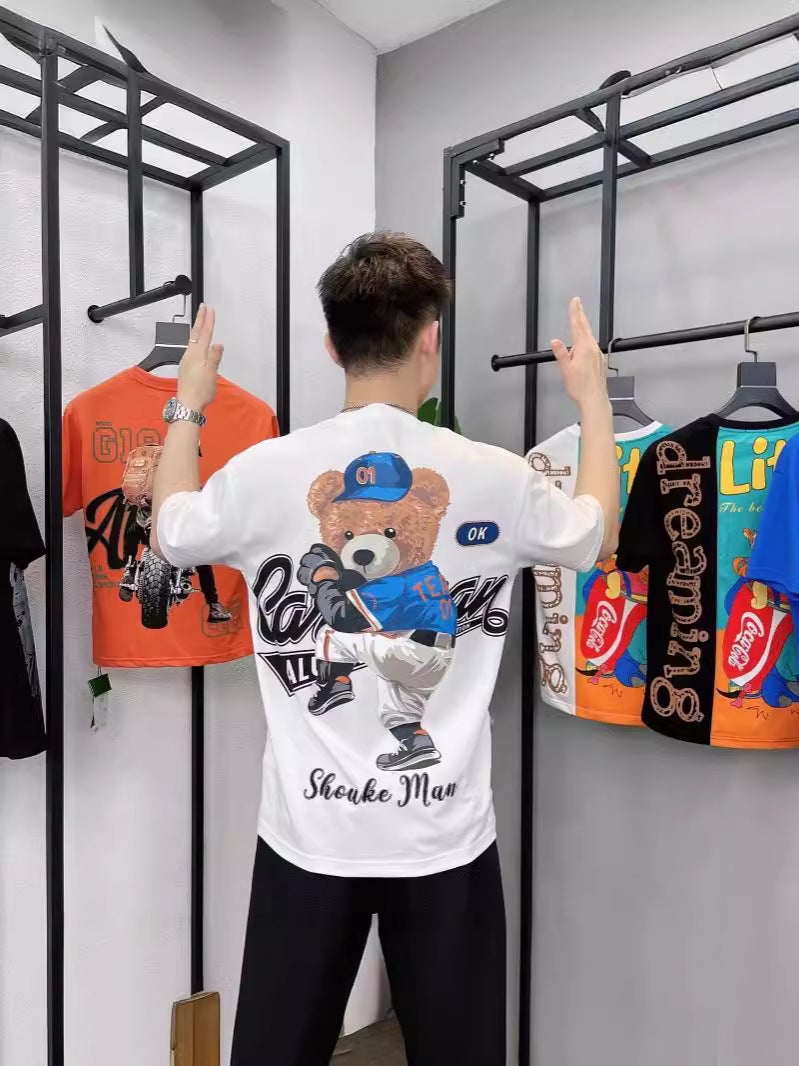 2024 Chinese Style Summer Pure Cotton Short-Sleeved T-Shirt Men'S Instagram Popular Brand Half-Sleeved Printed Men'S T-Shirt Base Shirt Top - Image 3