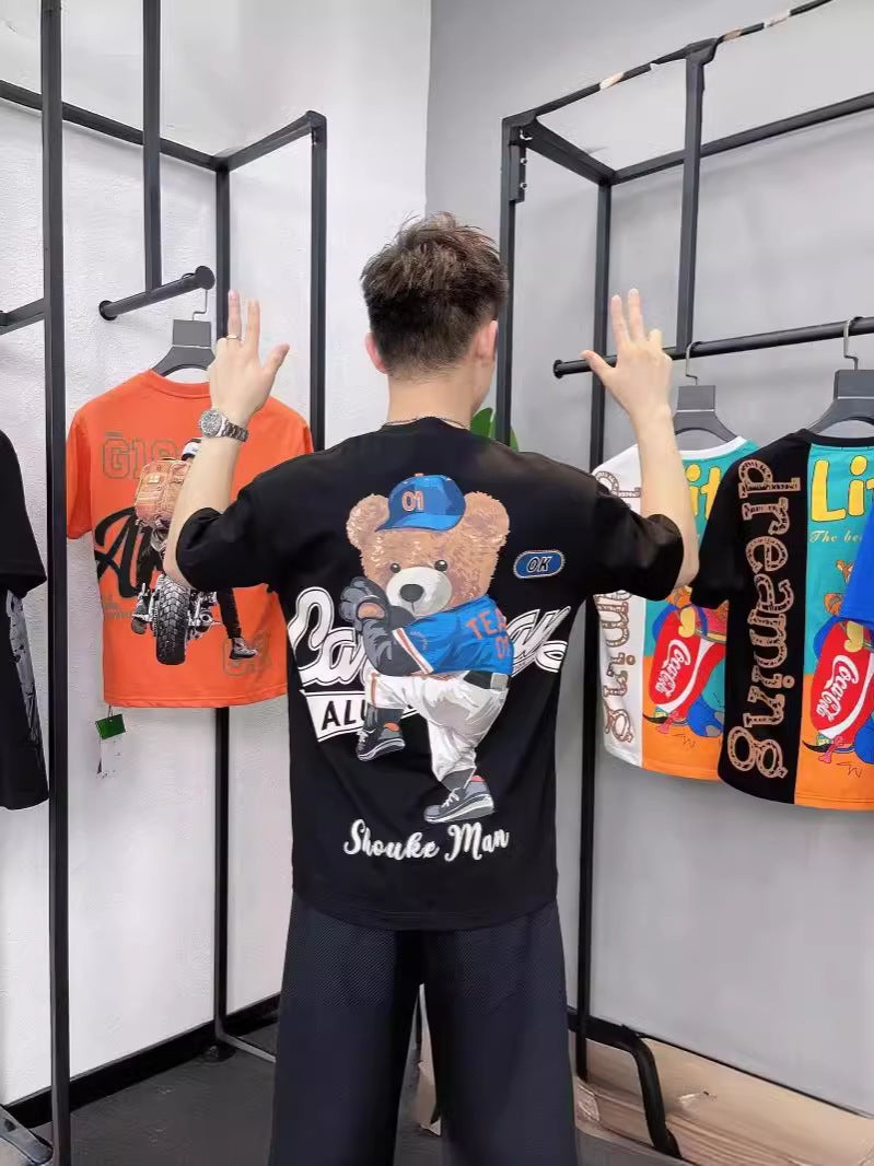 2024 Chinese Style Summer Pure Cotton Short-Sleeved T-Shirt Men'S Instagram Popular Brand Half-Sleeved Printed Men'S T-Shirt Base Shirt Top - Image 5