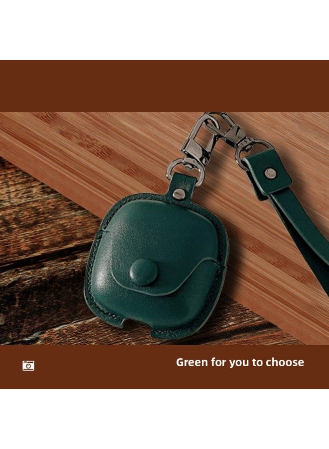 Suitable For Millet Buds5 Headphone Case Red Rice Buds5pro Leather Protective Case Millet Buds4pro Protective Case-color:Dark Green Leather Case [including Short Hand Lanyard]-Model:Redmi Buds 5Pro - Image 1
