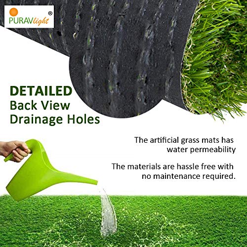 Purav Light 38mm Artificial Green Grass Carpet Mat for Balcony| Grass Mat for Floor, Home Decoration| Perfect for Indoor and Outdoor Use| Entrace Mats|Easy to Wash (1.6x2.4 Inch) - Image 2