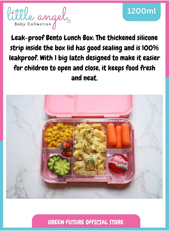 Little Angel Kids Bento Lunch Box 6 Grid Compartment - Purple  - Image 3