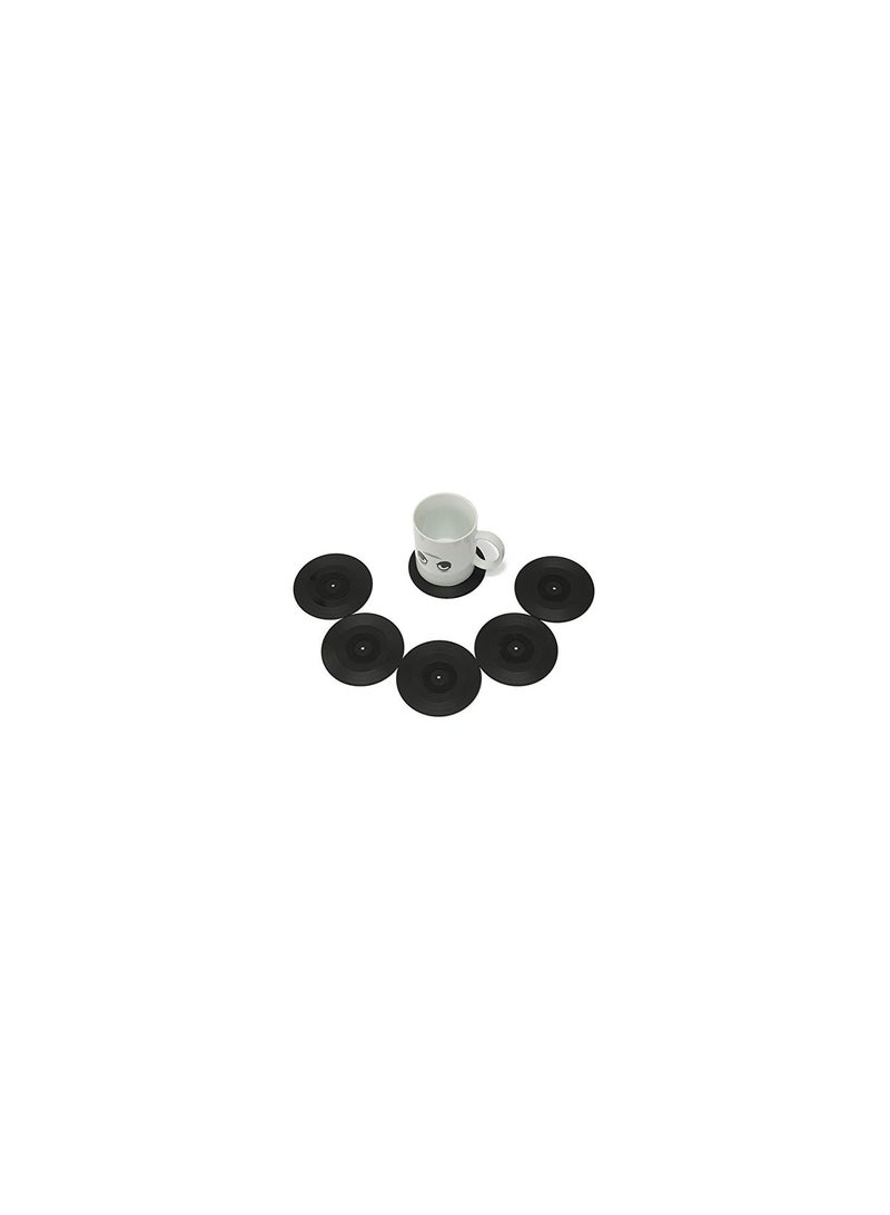 GGOOT 6pcs Vinyl Record Coaster Coffee Mug Holder Cup Mat Retro Placemat - Image 5