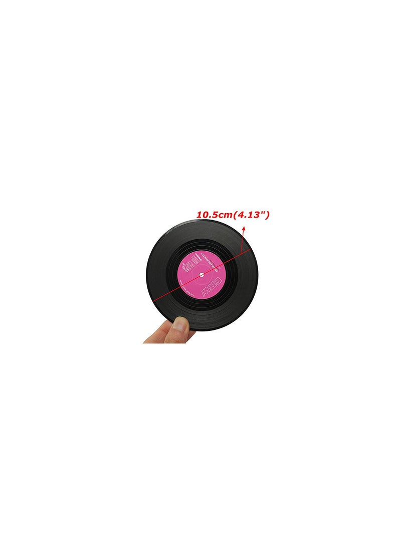 GGOOT 6pcs Vinyl Record Coaster Coffee Mug Holder Cup Mat Retro Placemat - Image 4