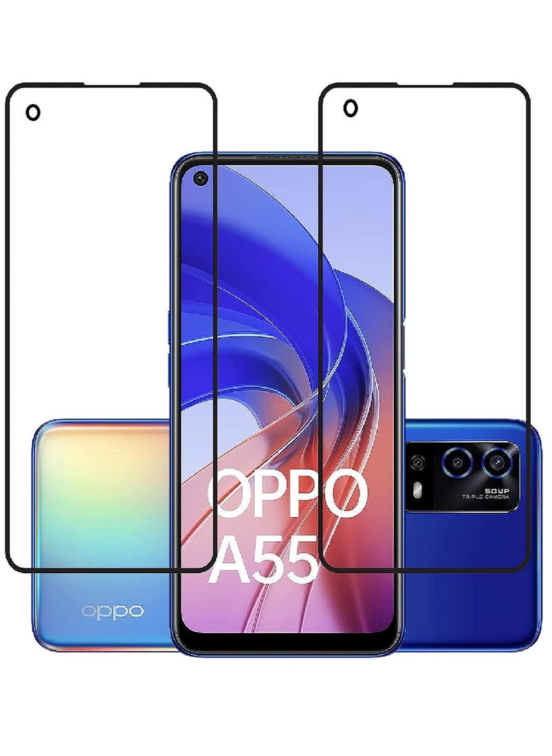 Super 2 Pieces Tempered Glass Screen Protector 5D Designed For Oppo A55 4G Full Glue Edge to Edge Full Screen Coverage And Bubble Free - Image 1