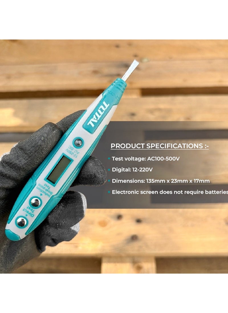 TOTAL Total THT292201 Test Pencil – High-Quality 100V-500V Digital Electric Tester for Professional Use  - Image 5