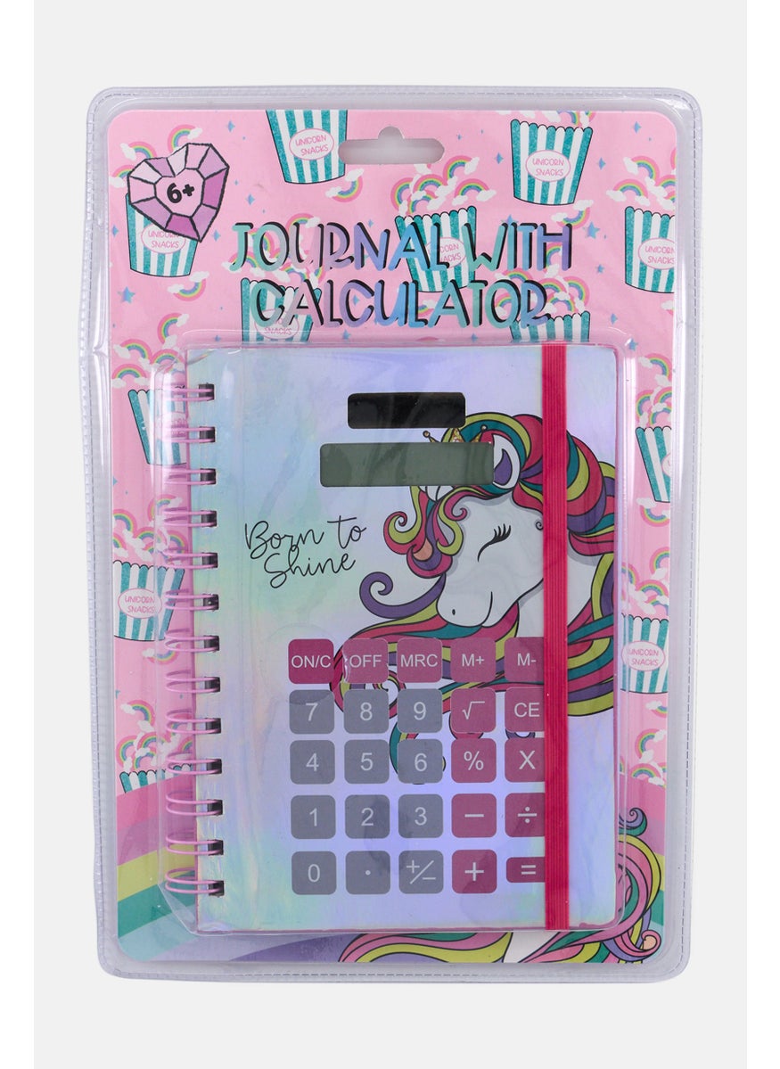 VOTUM Unicorn Journal With Calculator, Pink Combo  - Image 1