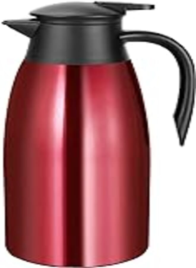 68oz Coffee Carafe Airpot Insulated Coffee Thermos Urn Stainless Steel Vacuum Thermal Pot Flask for Coffee, Hot Water, Tea, Hot Beverage - Keep 12 Hours Hot, 24 Hours Cold -Red …
