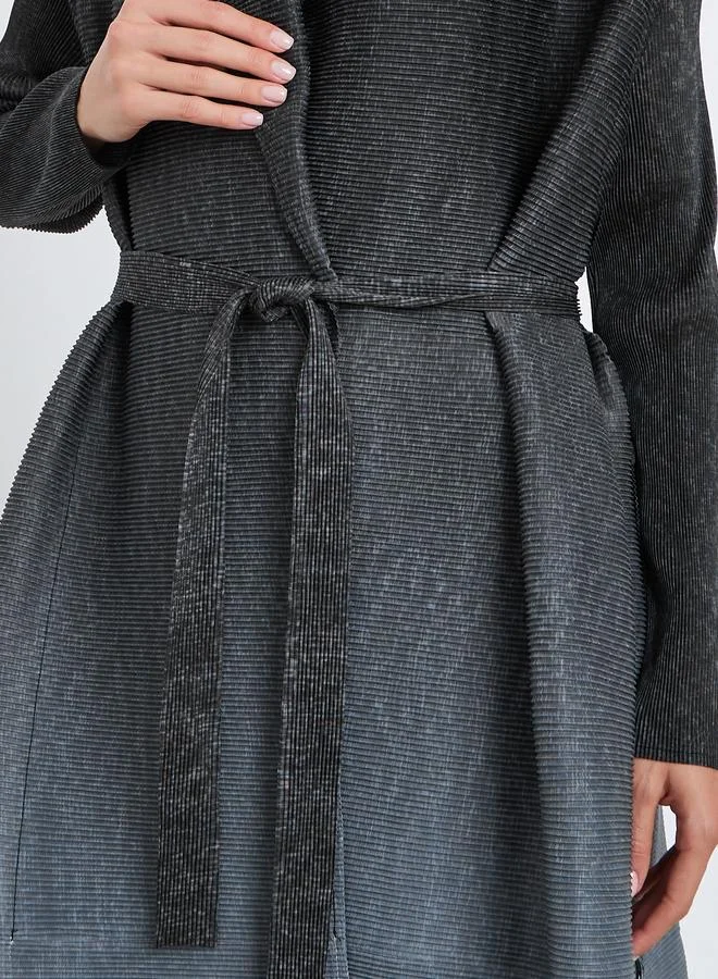 Take Two Ombre Textured Pleated Button Side Detail Long Sleeve Abaya