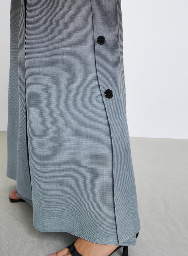 Take Two Ombre Textured Pleated Button Side Detail Long Sleeve Abaya - Image 5