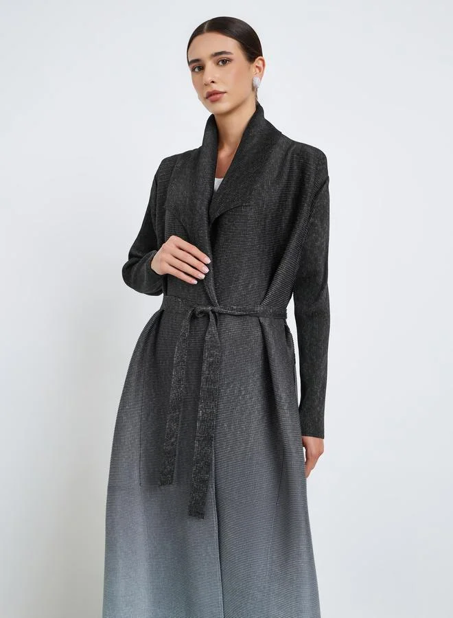 Take Two Ombre Textured Pleated Button Side Detail Long Sleeve Abaya