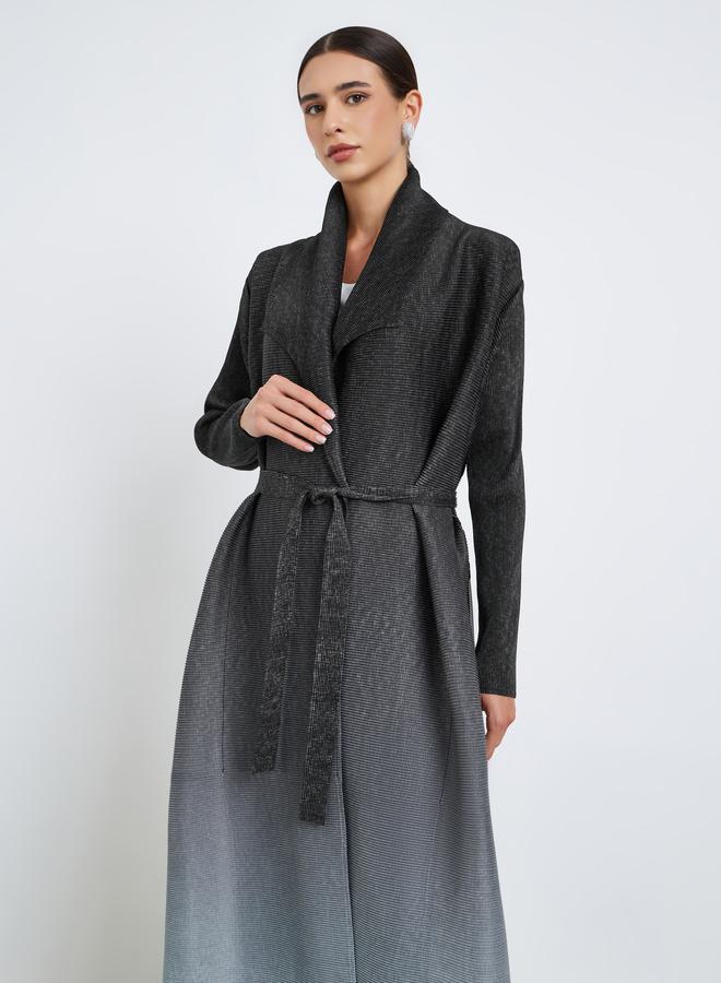 Take Two Ombre Textured Pleated Button Side Detail Long Sleeve Abaya - Image 3