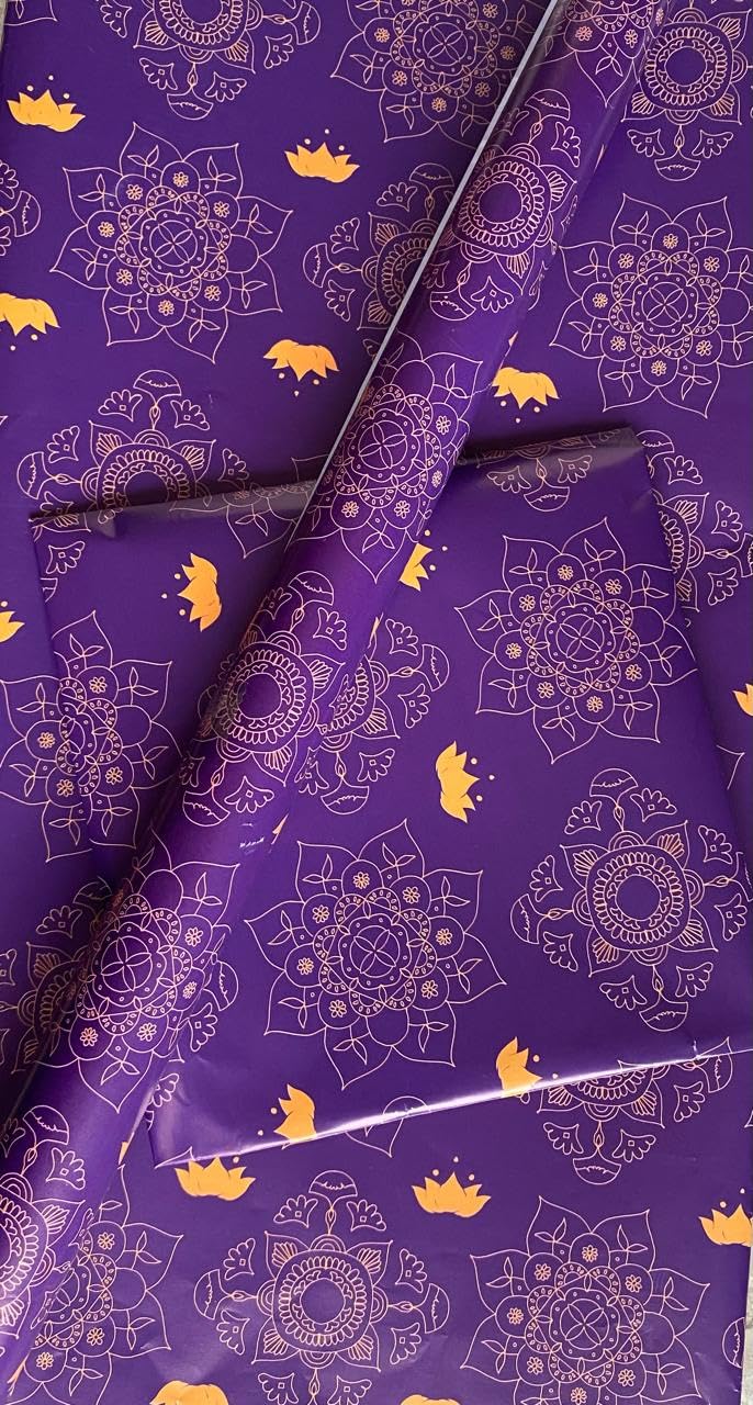 Generic Rp Mandala Print Wrapping Paper, Purple Gifting Paper, Lotus Print paper, Decorating Paper, Corprate Packaging Paper, Birthday occasion Paper, Return Favor Gift Paper, Size 20x28inch, (Pack of 25,50,100) (25)  - Image 1
