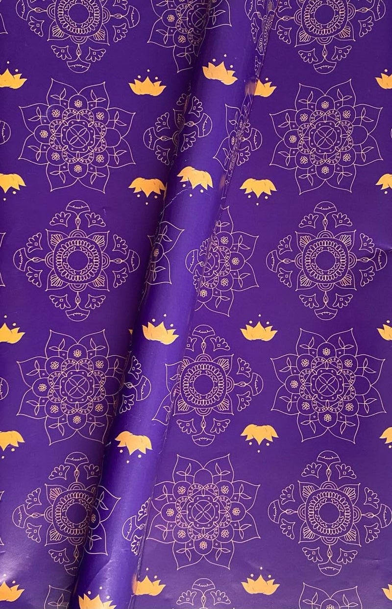 Generic Rp Mandala Print Wrapping Paper, Purple Gifting Paper, Lotus Print paper, Decorating Paper, Corprate Packaging Paper, Birthday occasion Paper, Return Favor Gift Paper, Size 20x28inch, (Pack of 25,50,100) (25)  - Image 2