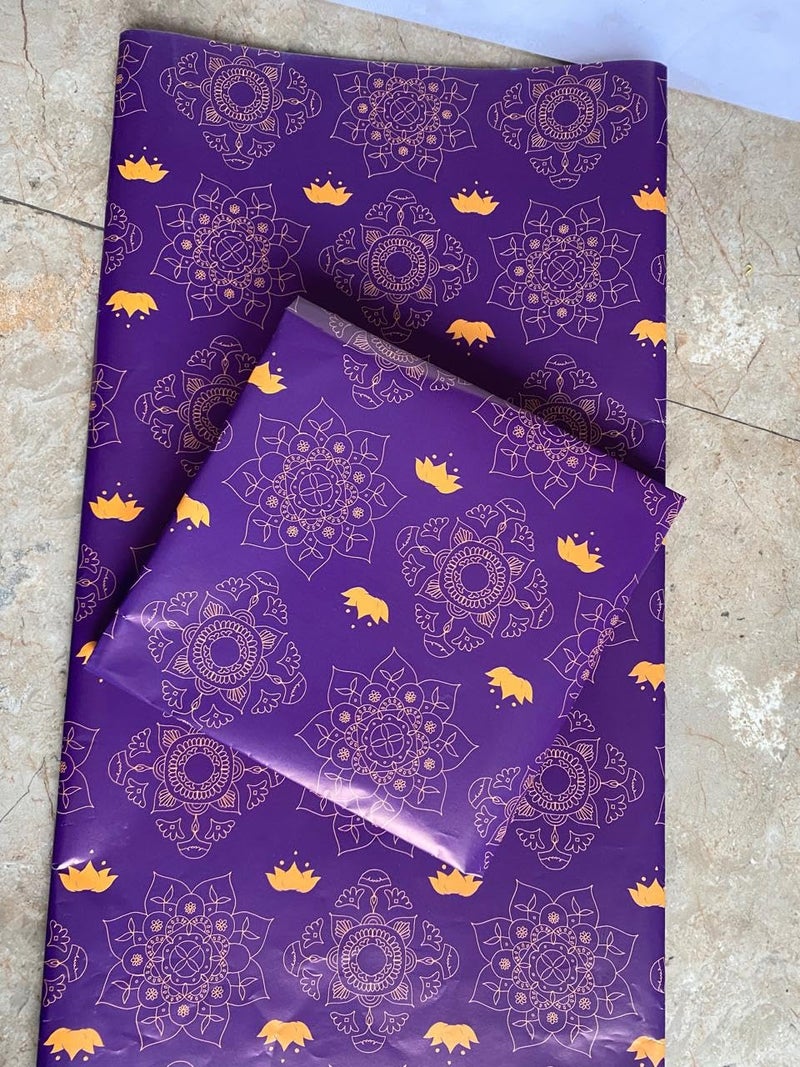 Generic Rp Mandala Print Wrapping Paper, Purple Gifting Paper, Lotus Print paper, Decorating Paper, Corprate Packaging Paper, Birthday occasion Paper, Return Favor Gift Paper, Size 20x28inch, (Pack of 25,50,100) (25)  - Image 5