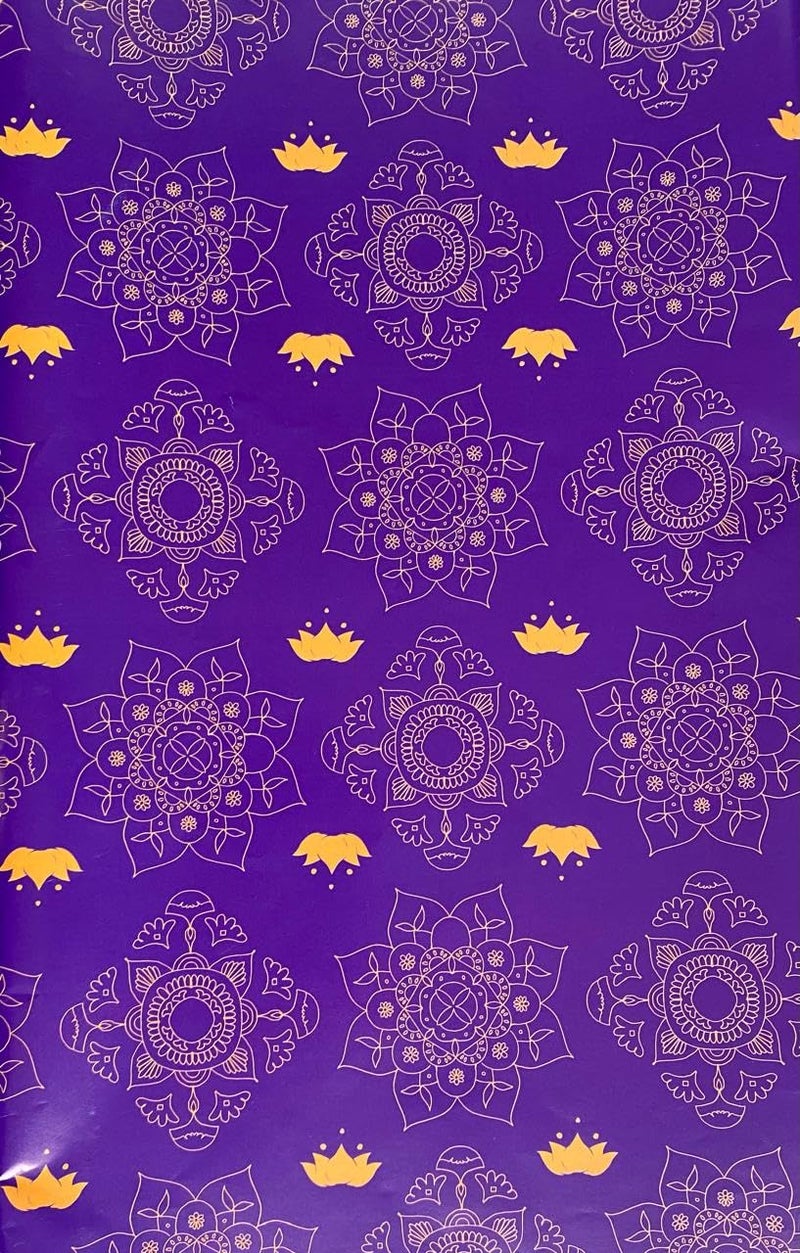 Generic Rp Mandala Print Wrapping Paper, Purple Gifting Paper, Lotus Print paper, Decorating Paper, Corprate Packaging Paper, Birthday occasion Paper, Return Favor Gift Paper, Size 20x28inch, (Pack of 25,50,100) (25)  - Image 4