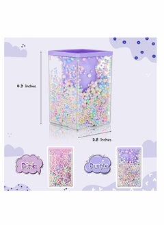 KASTWAVE Pen Holder,  2 Pieces Cute Bubble Pen Holder Multi-Purpose Desktop Organizer Stationery Makeup Brush Storage Holder with Colored Bubble Ball for Kids Teens (Pink and Purple)  - Image 3