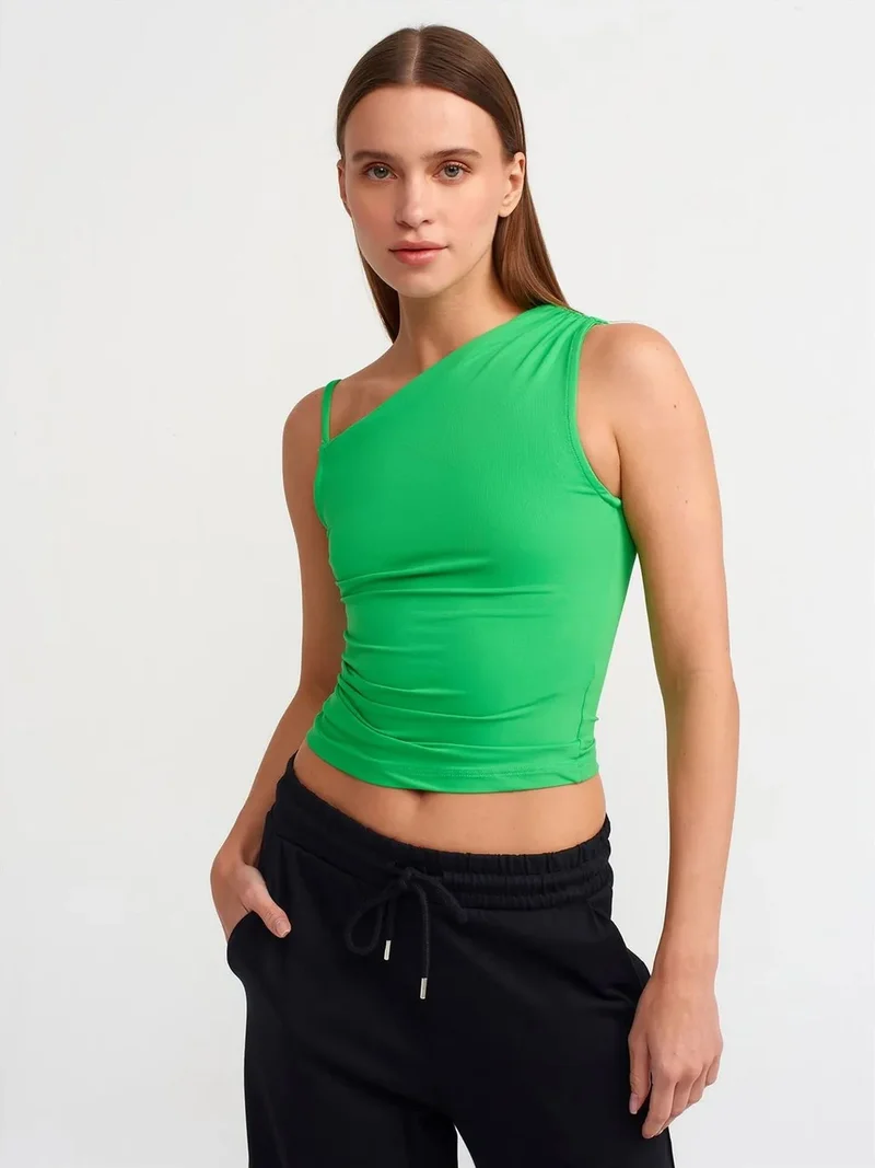 ديلفين Dilvin Sleeveless Crop Blouse With Asymmetrical Collar