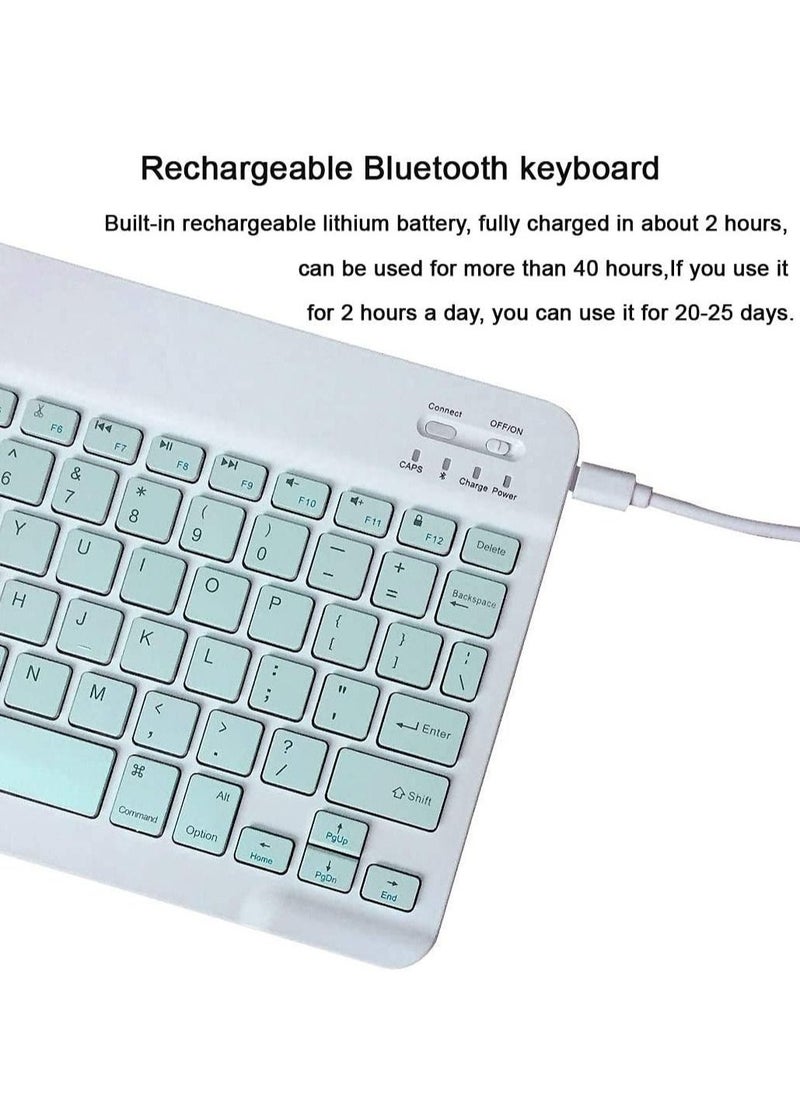 Rechargeable Bluetooth Keyboard and Mouse Combo Ultra-Slim Portable Compact Wireless Mouse Keyboard Set for Android Windows Tablet Cell Phone iPhone iPad Pro Air Mini, iPad OS/iOS 13 and above (Green)