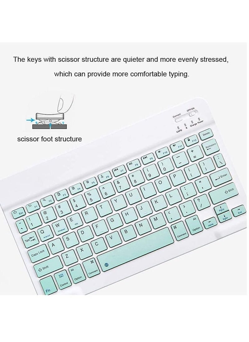 Rechargeable Bluetooth Keyboard and Mouse Combo Ultra-Slim Portable Compact Wireless Mouse Keyboard Set for Android Windows Tablet Cell Phone iPhone iPad Pro Air Mini, iPad OS/iOS 13 and above (Green)