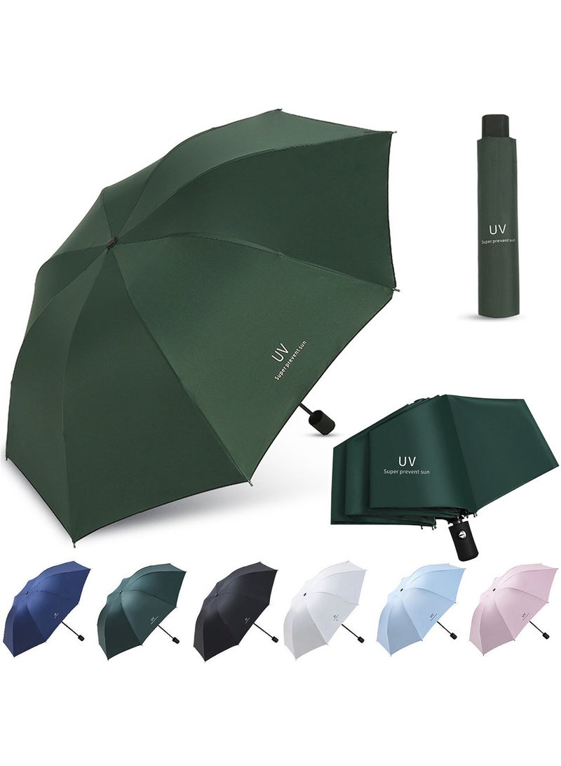 Qiccijoo UV Foldable Umbrella for Rain & Sun Portable Travel Umbrella for Rain Windproof Compact Umbrella Automatic Umbrellas for Men Women Car Umbrella Golf Umbrella(Green) - Image 1