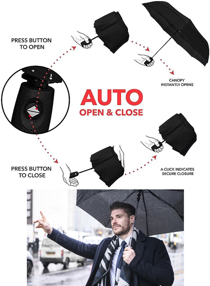 Qiccijoo UV Foldable Umbrella for Rain & Sun Portable Travel Umbrella for Rain Windproof Compact Umbrella Automatic Umbrellas for Men Women Car Umbrella Golf Umbrella(Green) - Image 4