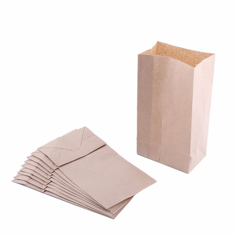 USonline911 QQ Extra Small Brown Kraft Paper Bags - 3 x 2 x 6, Wedding & Party Favors, Lunch & Grocery Bags - 100 per Pack