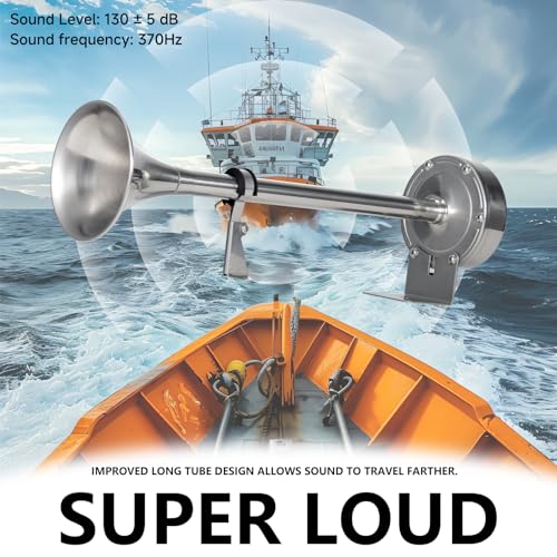 AOLIHAN Upgraded Boat Horn 130dB - Marine Grade Waterproof Stainless Steel Single Trumpet - Super Loud for Boats, Trucks, RVs & Trailers（Upgraded single horn） - Image 2