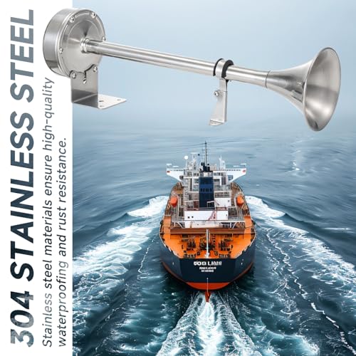 AOLIHAN Upgraded Boat Horn 130dB - Marine Grade Waterproof Stainless Steel Single Trumpet - Super Loud for Boats, Trucks, RVs & Trailers（Upgraded single horn） - Image 4